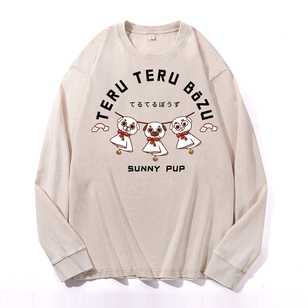 Teru Doll Dog Vintage Cotton Wash Crewneck Sweatshirt