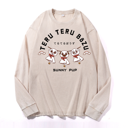 Teru Doll Dog Vintage Cotton Wash Crewneck Sweatshirt