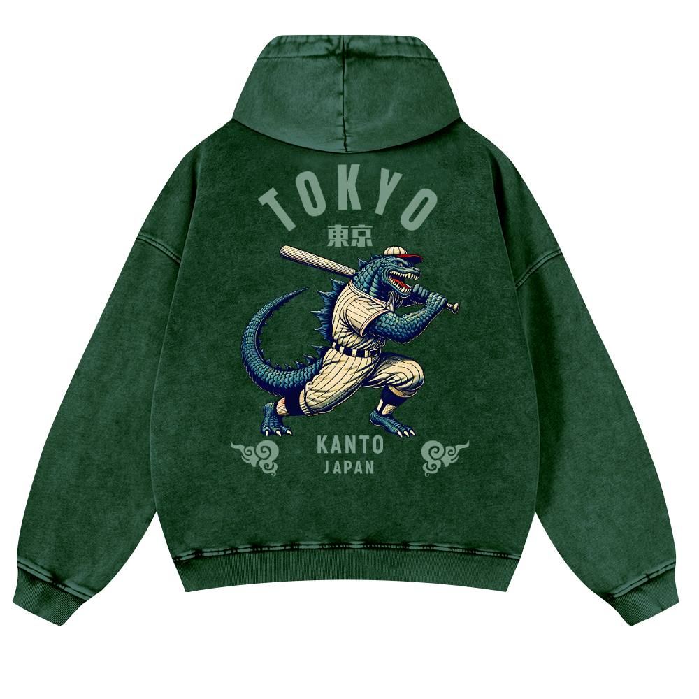 Tokyo Kanto Japan Vintage Washed Cotton Back Art Hoodie