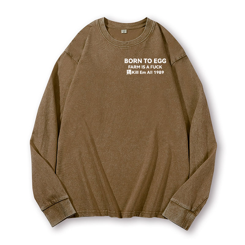 Chicken Vintage Washed Cotton Back Art Long-sleeve T-shirt