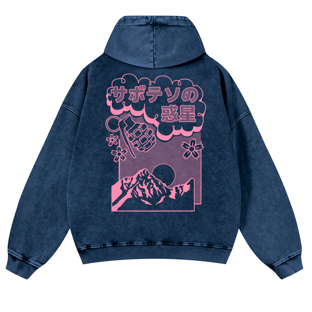 Sakura Vintage Washed Cotton Back Art Hoodie
