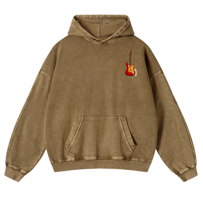 Guitars Vintage Washed Cotton Back Art Hoodie