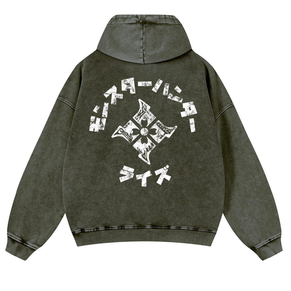 Monster Hunter Rise Vintage Washed Cotton Back Art Hoodie