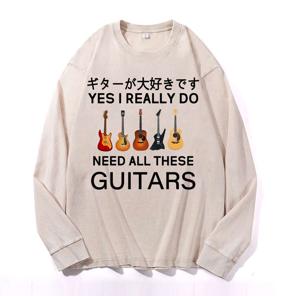 Guitars Vintage Cotton Wash Long-sleeve T-shirt