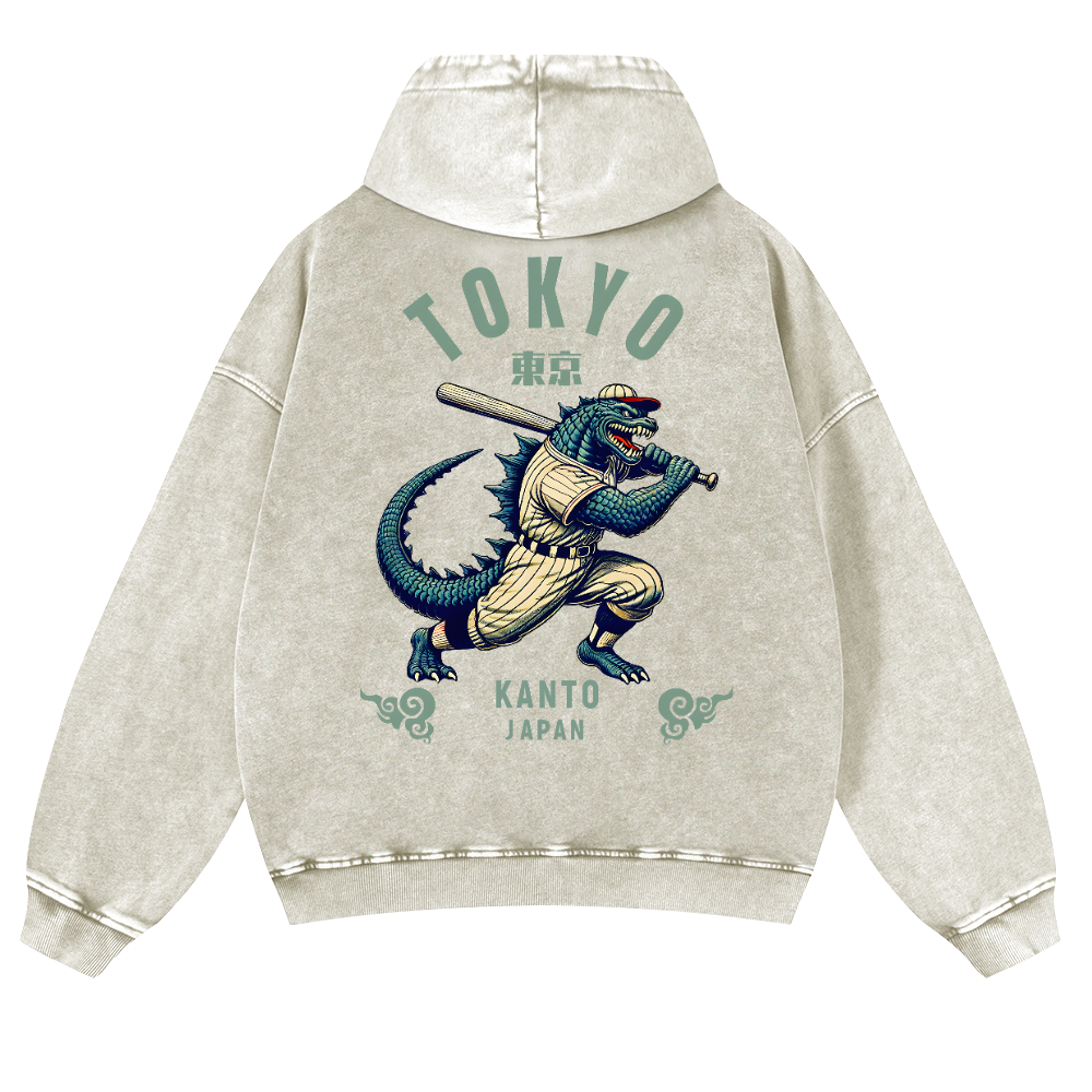 Tokyo Kanto Japan Vintage Washed Cotton Back Art Hoodie