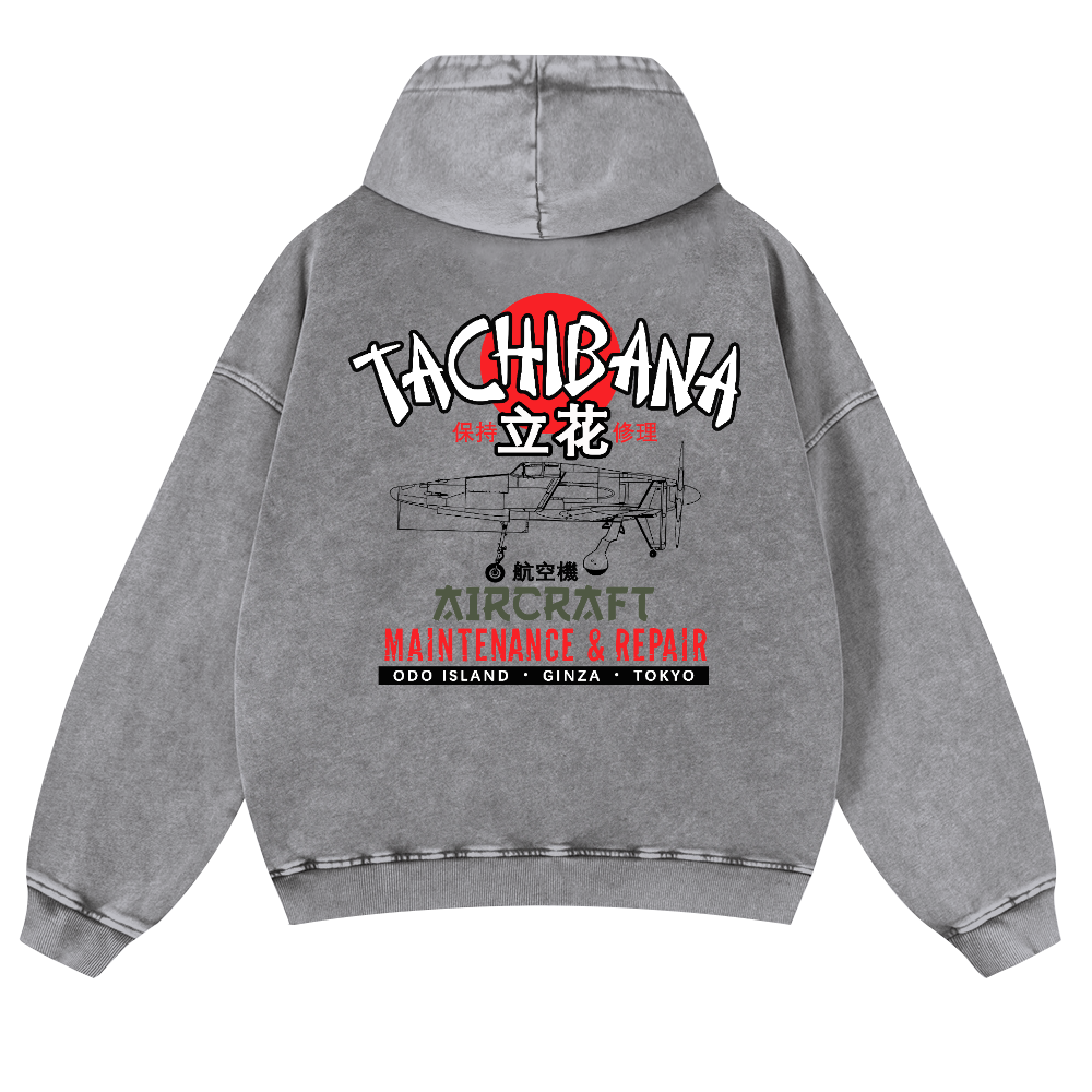 Tachibana Aircraft Vintage Washed Cotton Back Art Hoodie