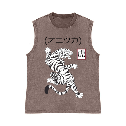 Tiger Pure Cotton Wash-Dyed Sleeveless Tank Top