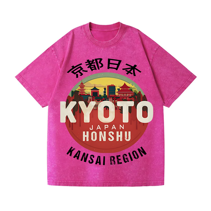 Kyoto Japan Honshu Kansai Region Vintage Wash Japanese Design T-Shirt