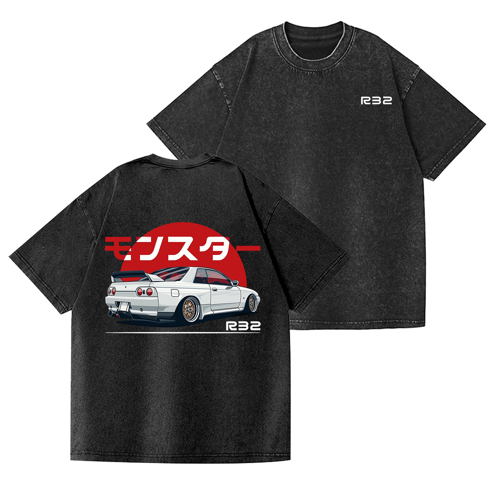 Car Vintage Wash Japanese Design Back Art T-Shirt