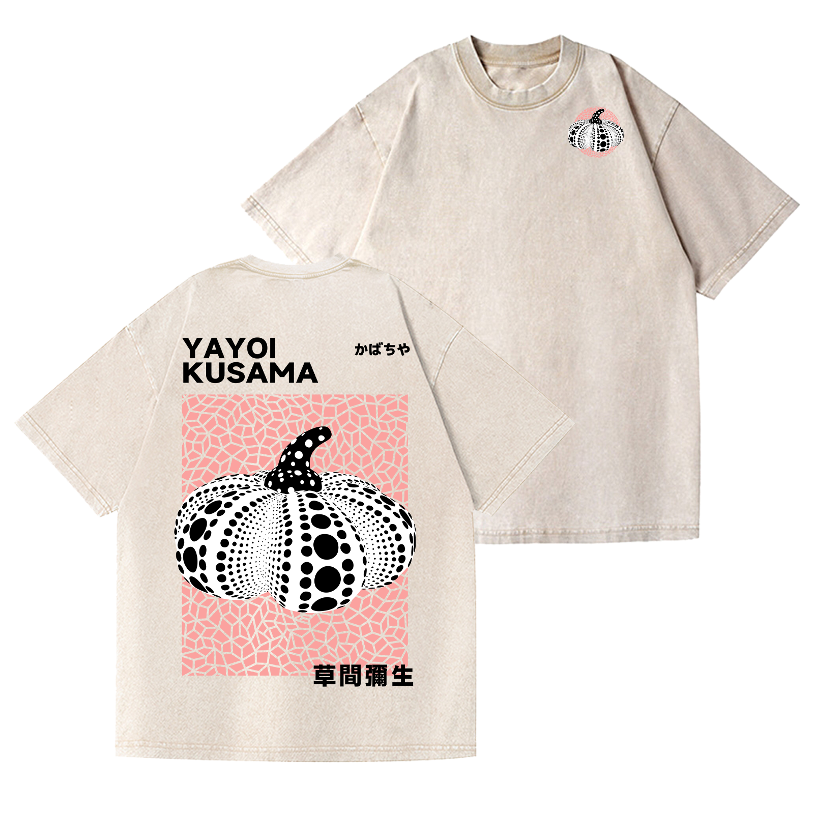 Yayoi Kusama Pumpkin Vintage Wash Japanese Design Back Art T-Shirt