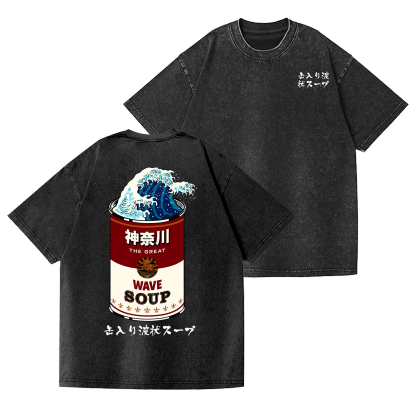 Great Wave Soup Vintage Wash Japanese Design Back Art T-Shirt