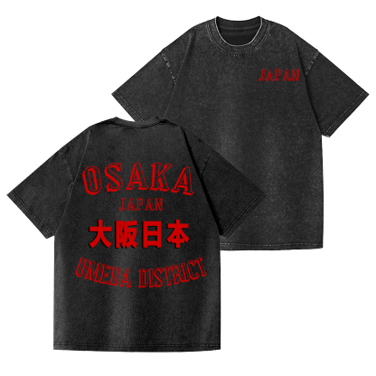 Osaka Vintage Wash Japanese Design Back Art T-Shirt