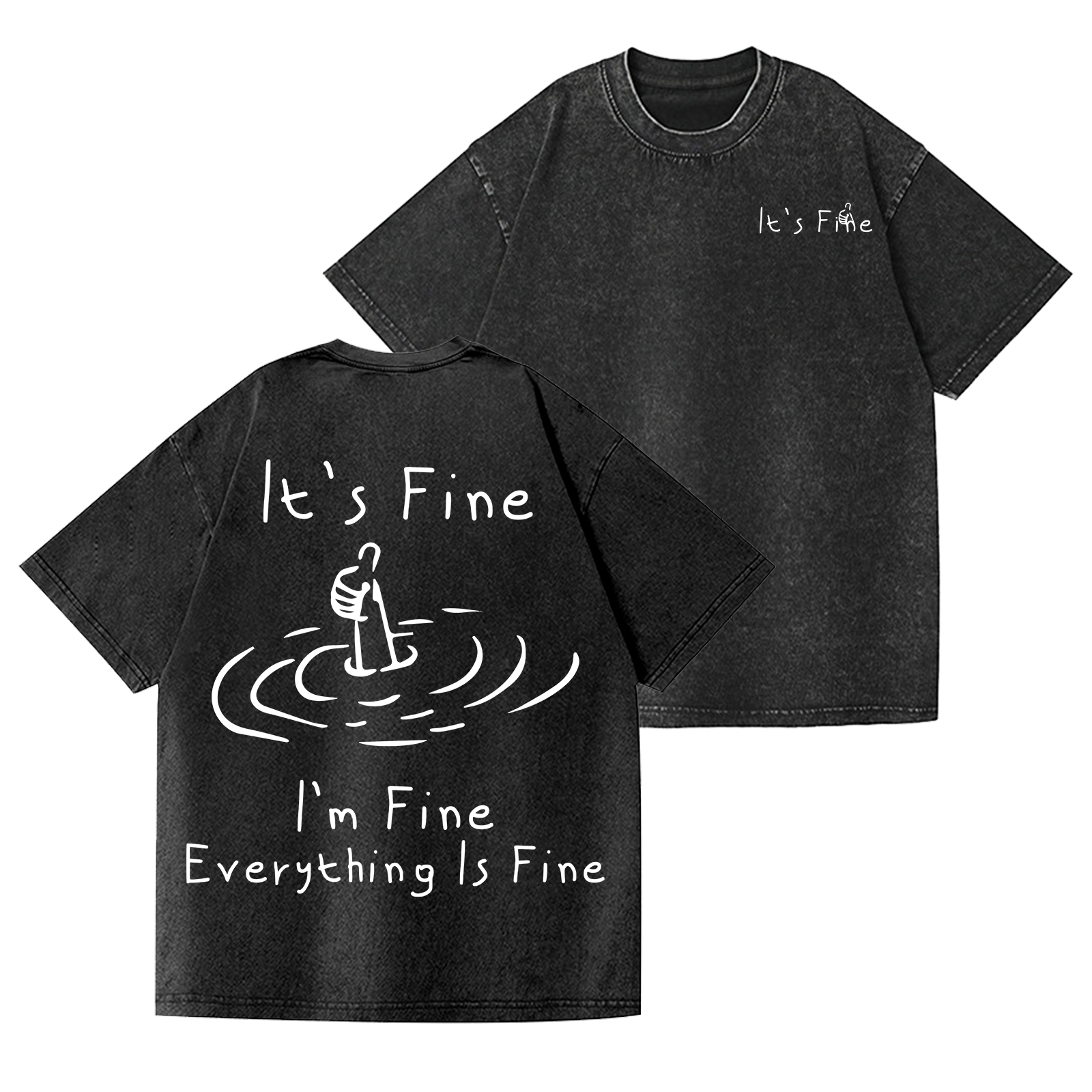 It's Fine Vintage Wash Japanese Design Back Art T-Shirt