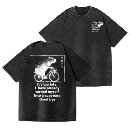 Capybara Vintage Wash Japanese Design Back Art T-Shirt
