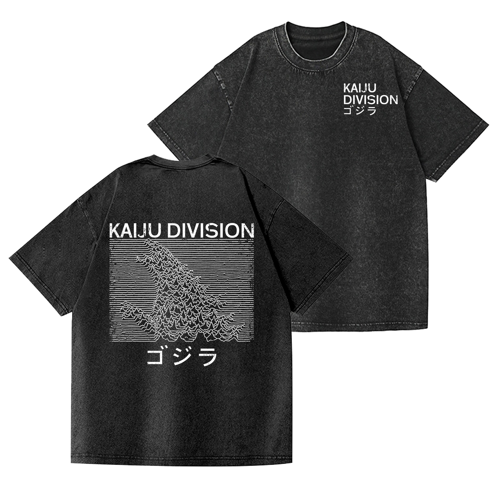 Kaiju Division Godzilla Vintage Wash Japanese Design Back Art T-Shirt