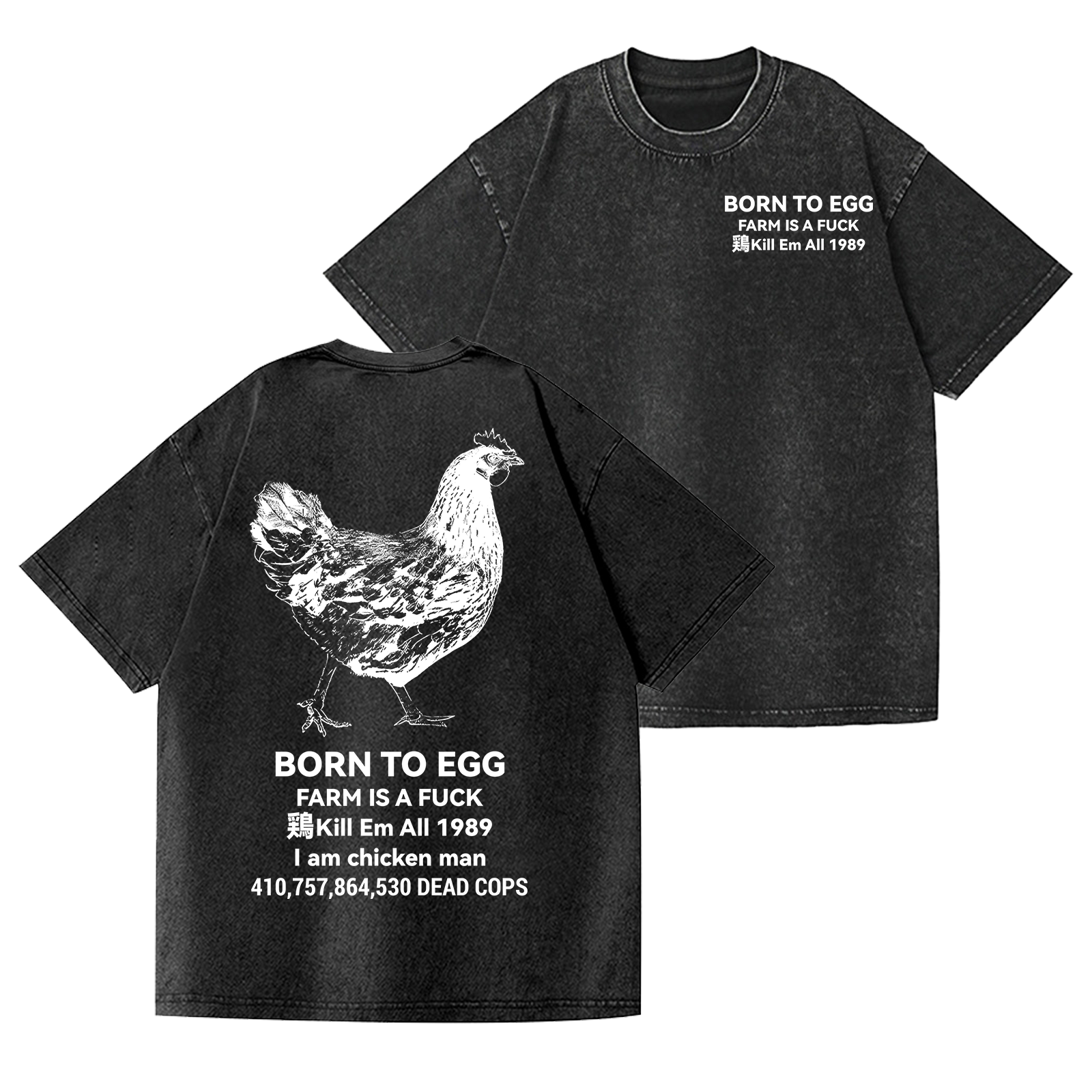 Vintage Wash Japanese Design Back Art T-Shirt