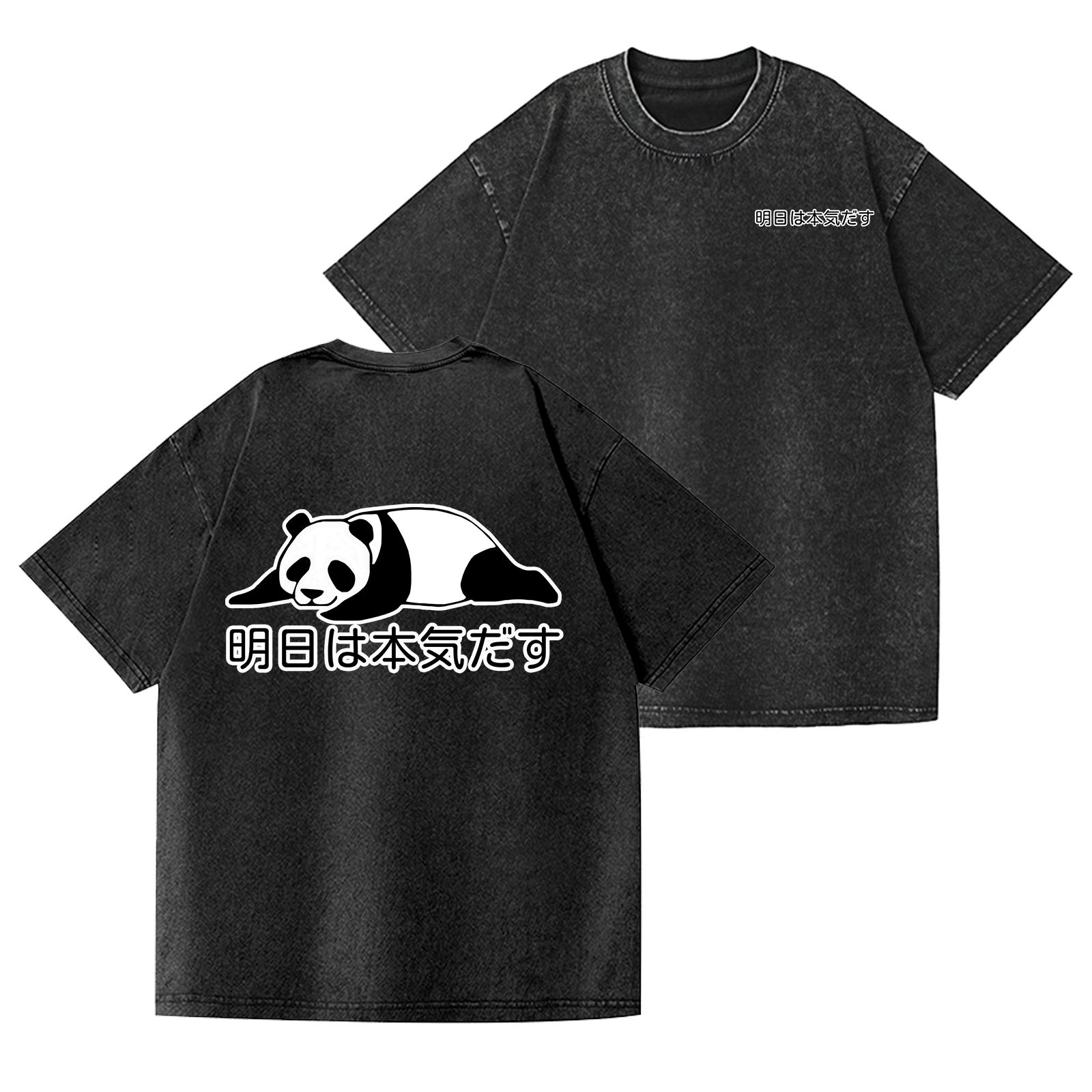 Panda Vintage Wash Japanese Design Back Art T-Shirt