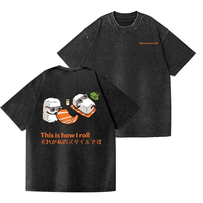 Sushi Vintage Wash Japanese Design Back Art T-Shirt