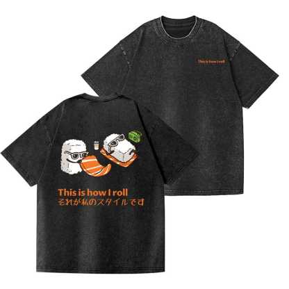 Sushi Vintage Wash Japanese Design Back Art T-Shirt