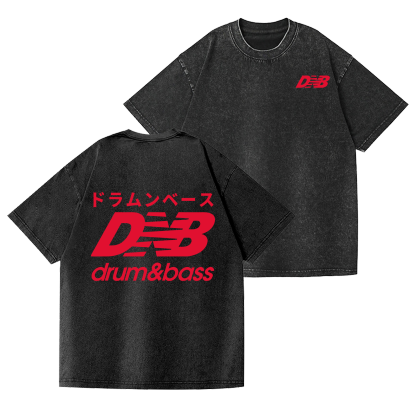 Drum and Bass Vintage Wash Japanese Design Back Art T-Shirt