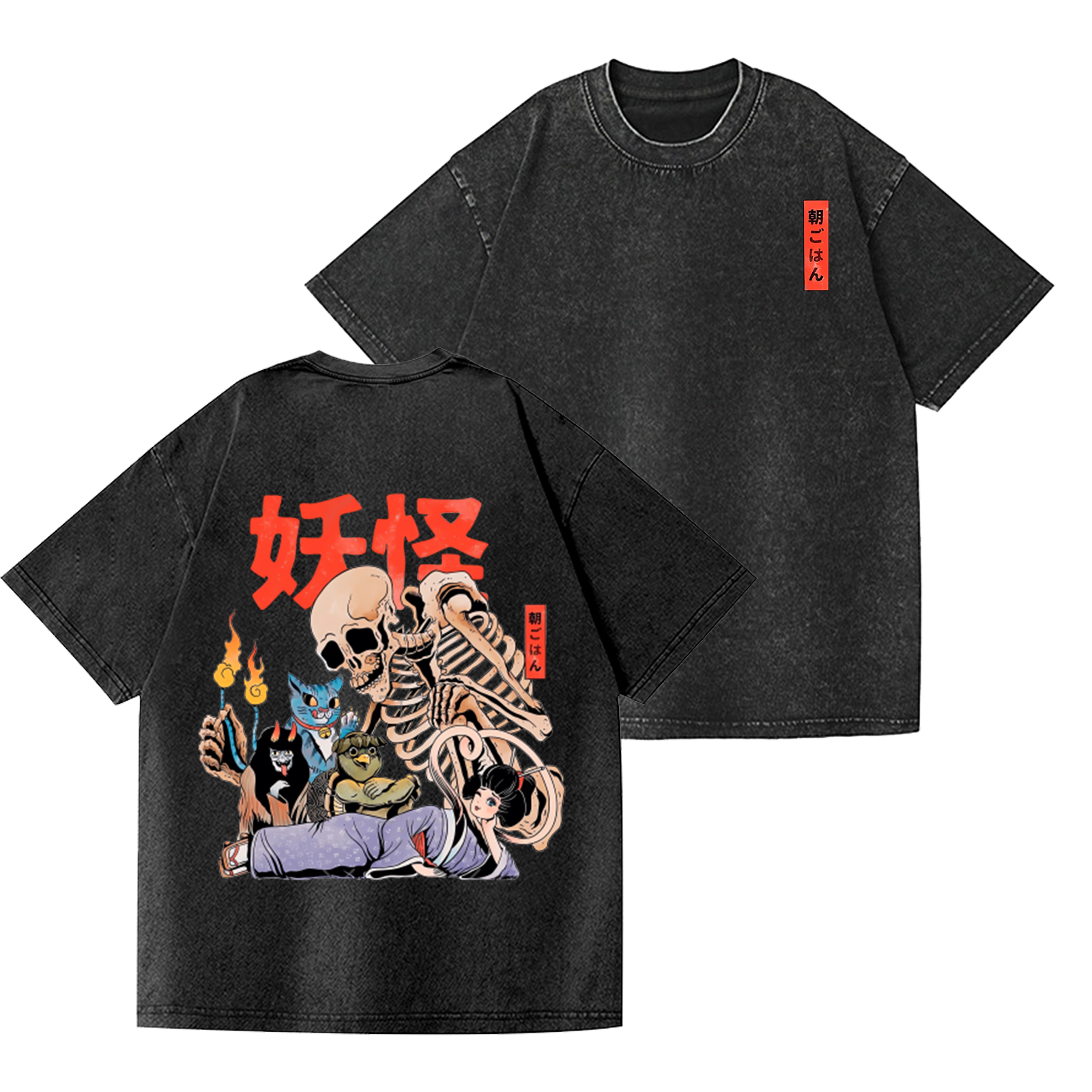 Monster Vintage Wash Japanese Design Back Art T-Shirt