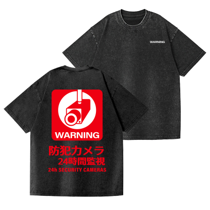 Security Cameras Vintage Wash Japanese Design Back Art T-Shirt