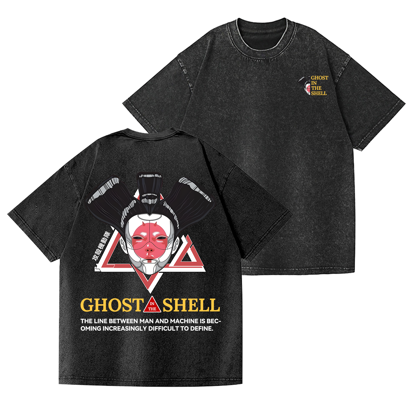 Ghost in the Shell Geisha Vintage Wash Japanese Design Back Art T-Shirt