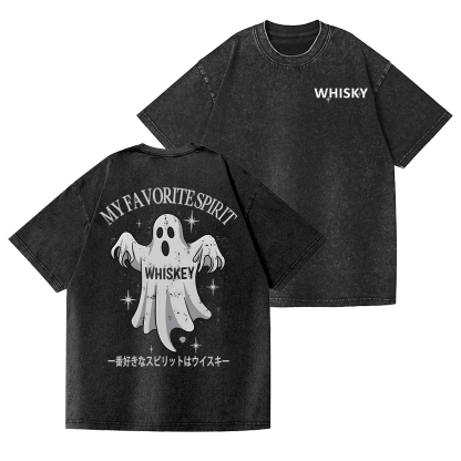 Whiskey Vintage Wash Japanese Design Back Art T-Shirt