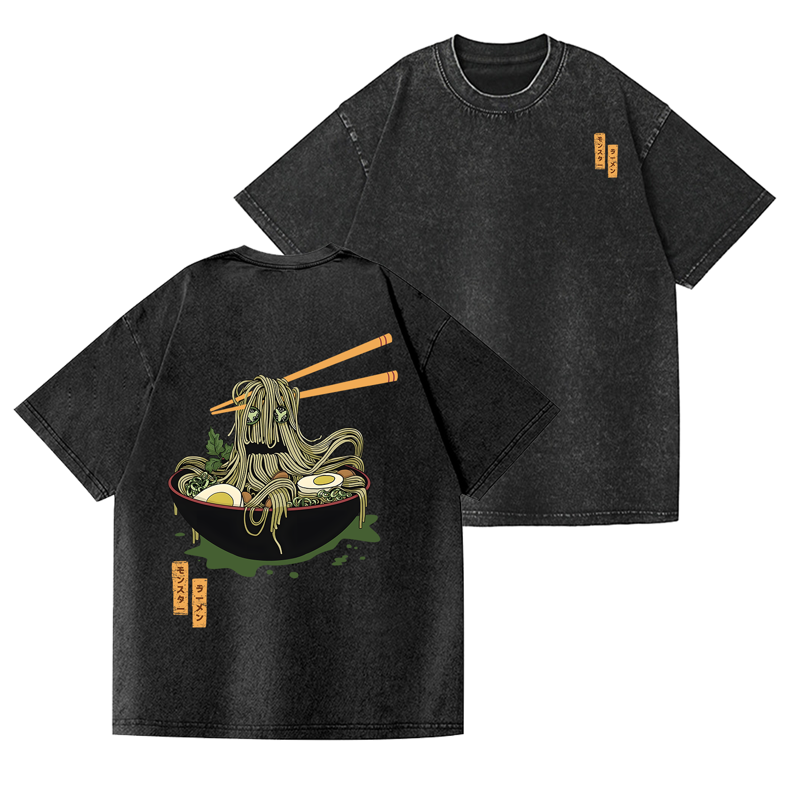 Hand-Pulled Noodle Vintage Wash Japanese Design Back Art T-Shirt