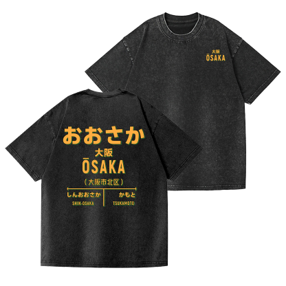 Osaka Vintage Wash Japanese Design Back Art T-Shirt