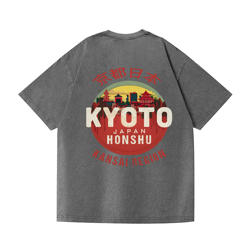 Kyoto Kansai Honshu Vintage Wash Japanese Design Back Art T-Shirt