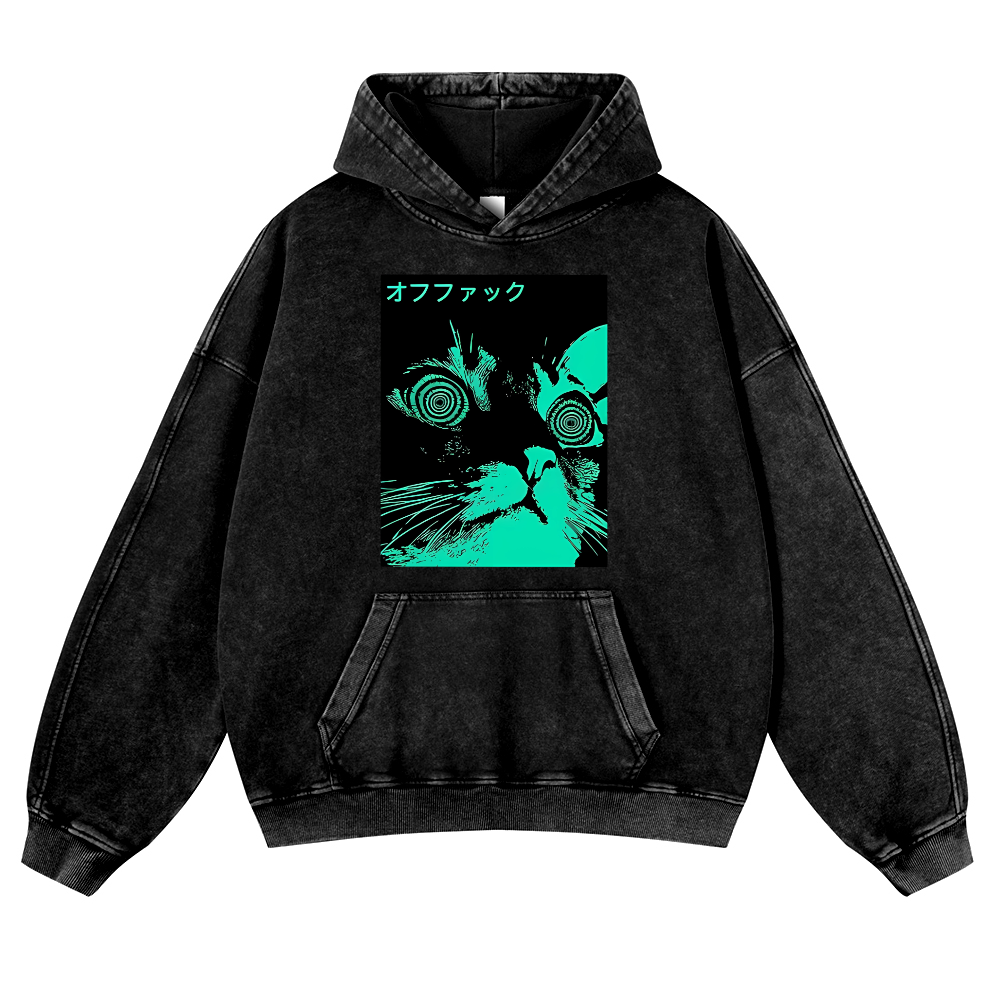 Enigmatic Cat Eyes Vintage Washed Thick Cotton Hoodie
