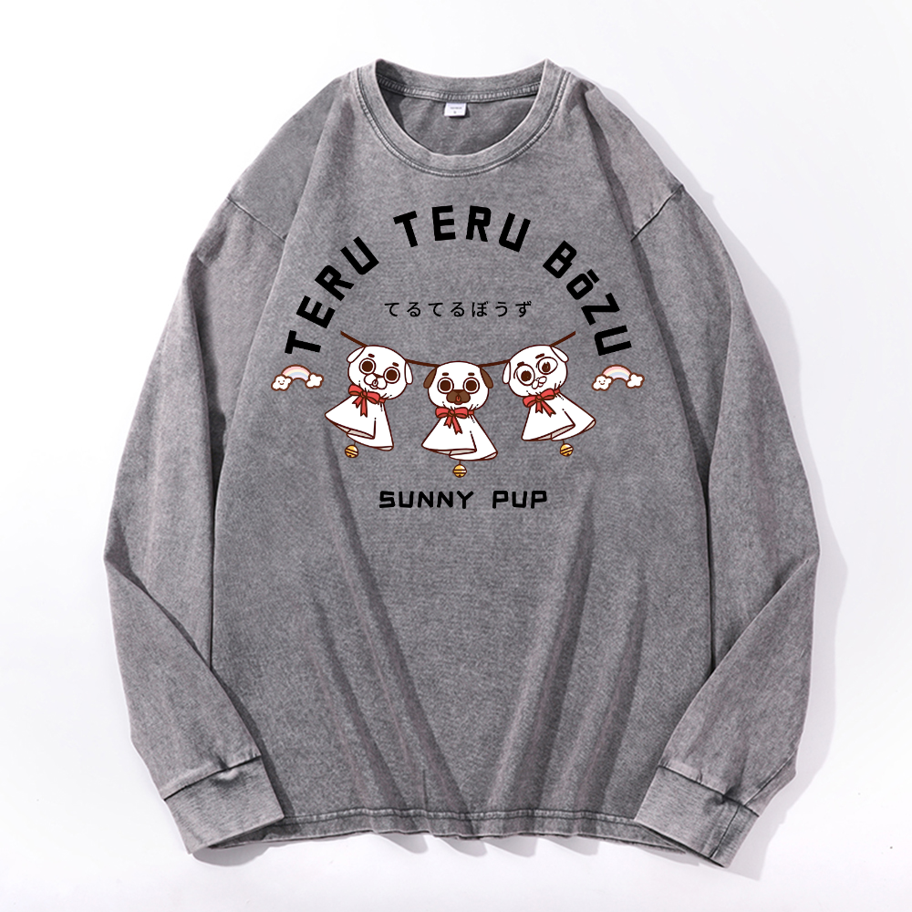 Teru Doll Dog Vintage Cotton Wash Crewneck Sweatshirt