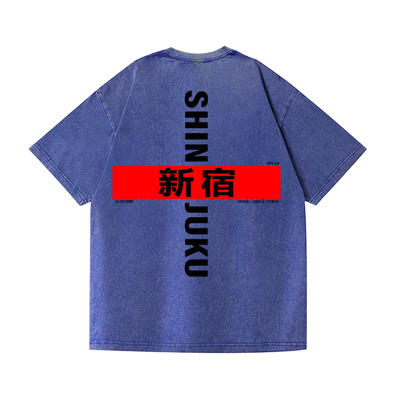 Shinjuku Vintage Wash Japanese Design Back Art T-Shirt