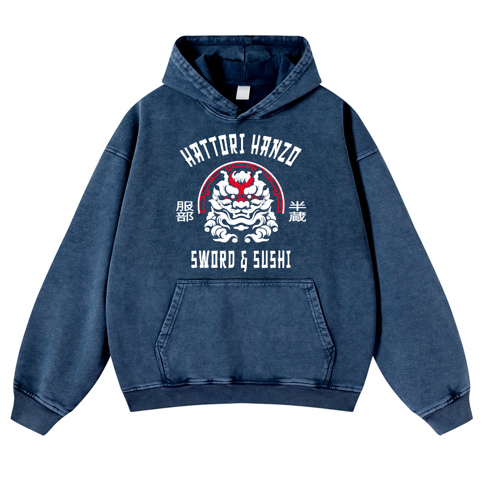 Hattori Hanzo Vintage Washed Thick Cotton Hoodie