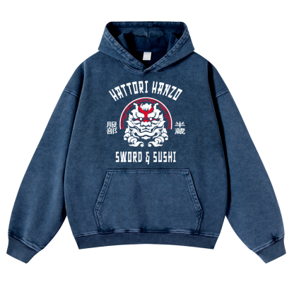 Hattori Hanzo Vintage Washed Thick Cotton Hoodie