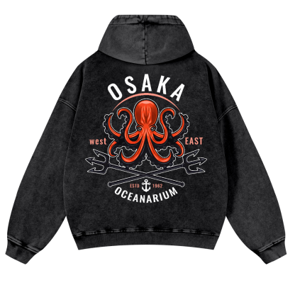 Osaka Octopus Vintage Washed Cotton Back Art Hoodie