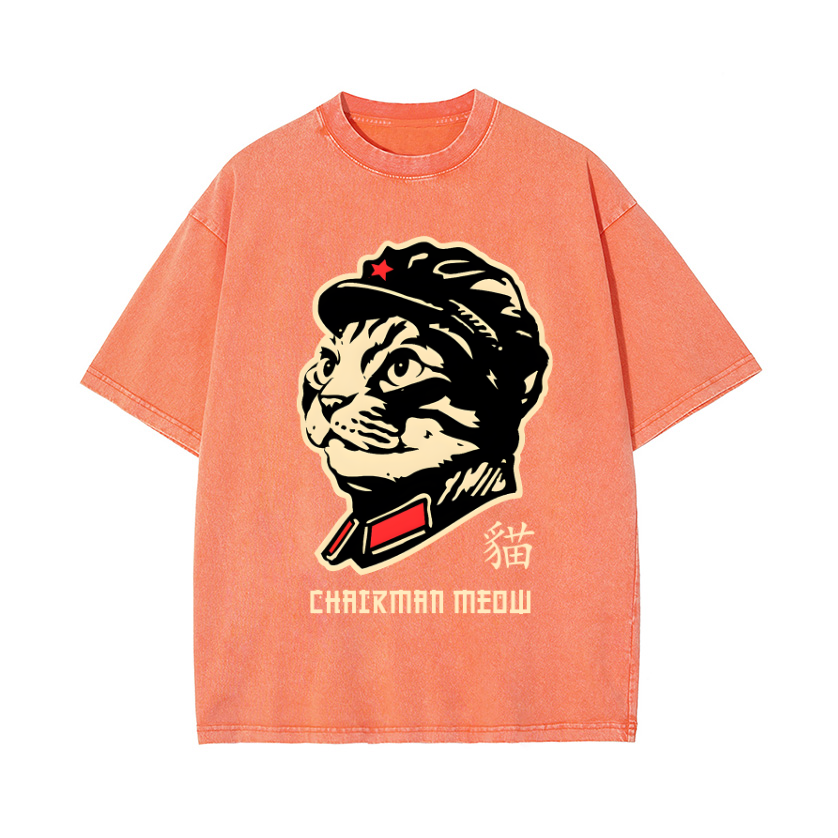 Chairman Meow Cat Vintage Wash Japanese Design T-Shirt