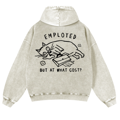 Cat Vintage Washed Cotton Back Art Hoodie