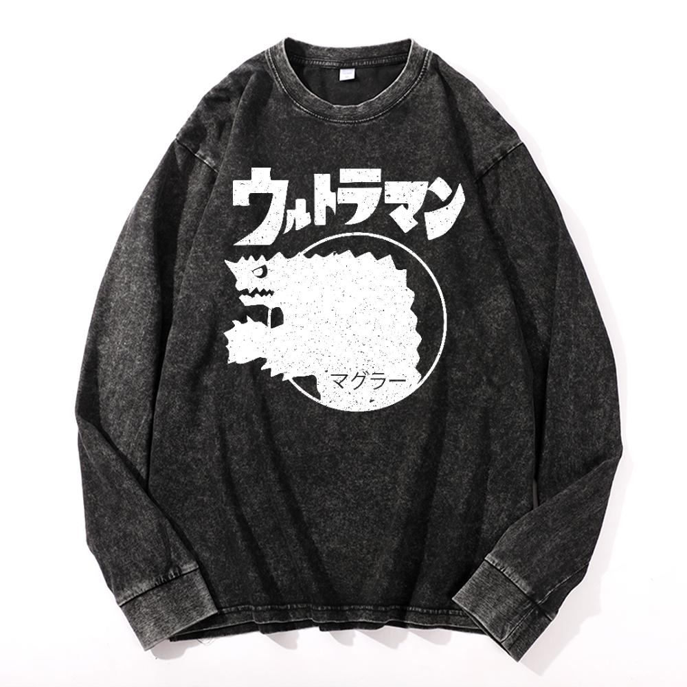 Magular Monster Vintage Cotton Wash Crewneck Sweatshirt