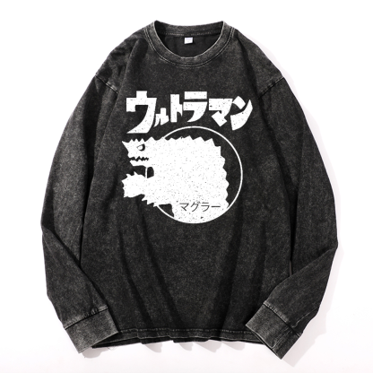Magular Monster Vintage Cotton Wash Crewneck Sweatshirt