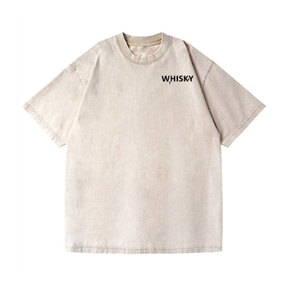 Whiskey Vintage Wash Japanese Design Back Art T-Shirt