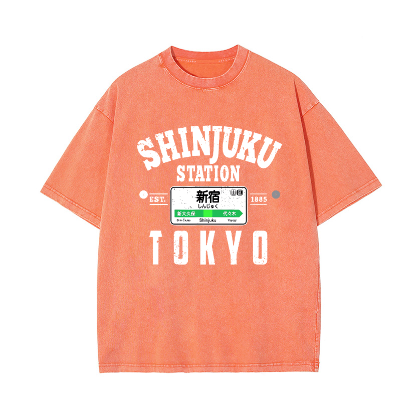 Shinjuku Station Vintage Wash Japanese Design T-Shirt