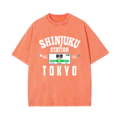 Shinjuku Station Vintage Wash Japanese Design T-Shirt