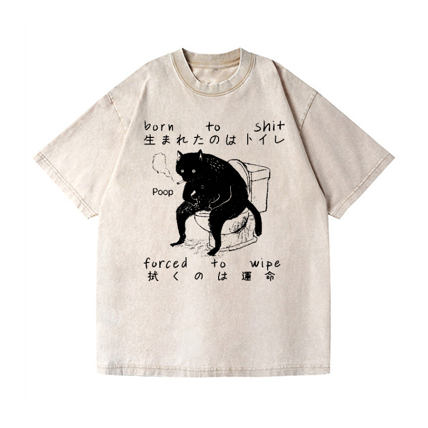 Cat Vintage Wash Japanese Design T-Shirt