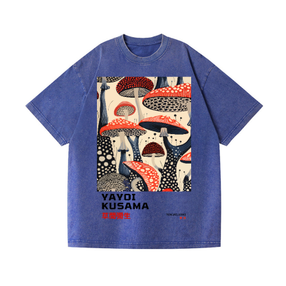 Yayoi Kusama Mushroom Vintage Wash Japanese Design T-Shirt