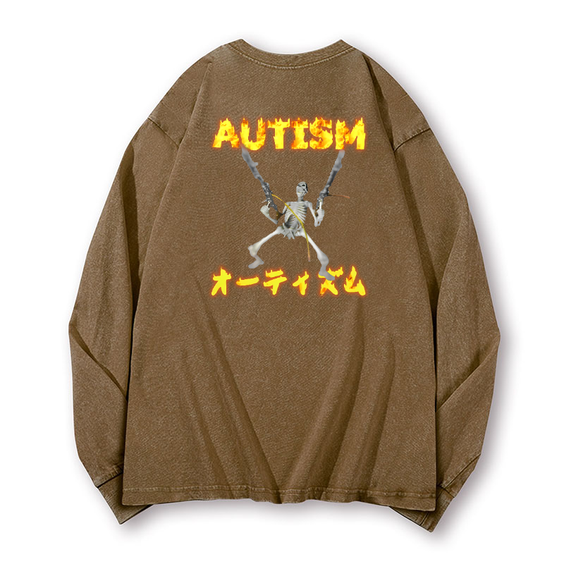 Autism Vintage Washed Cotton Back Art Long-sleeve T-shirt