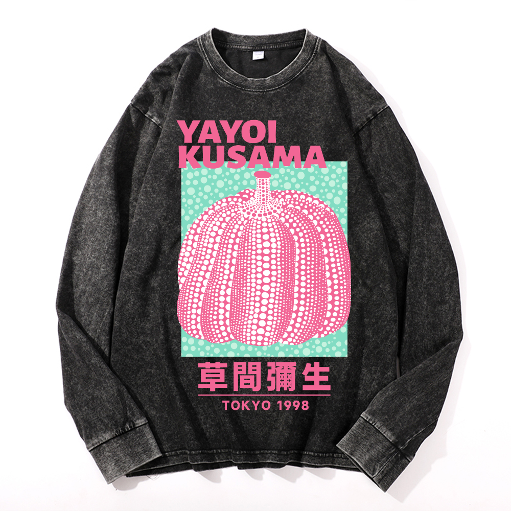 Yayoi Kusama Pumpkin Vintage Cotton Wash Crewneck Sweatshirt