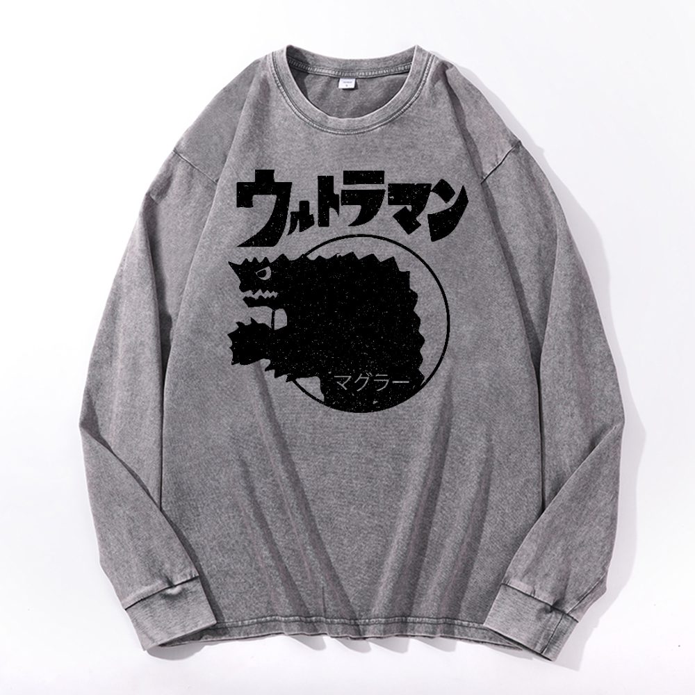 Magular Monster Vintage Cotton Wash Crewneck Sweatshirt