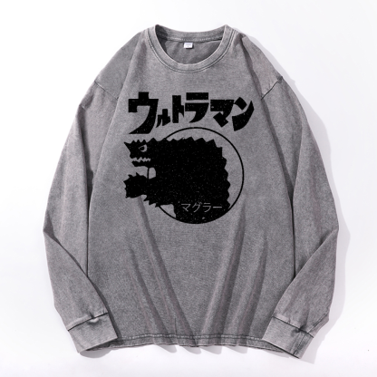 Magular Monster Vintage Cotton Wash Crewneck Sweatshirt
